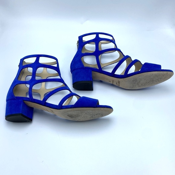 Jimmy Choo size 8 /38 Ren Cobalt Blue Suede Gladiator Sandal EUC - Picture 10 of 11